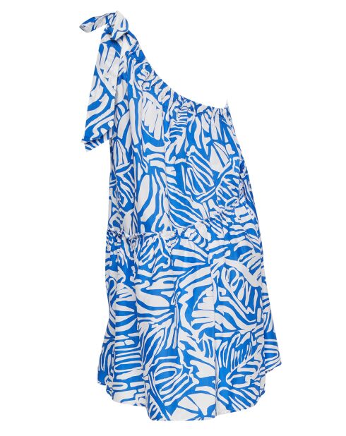 Robe asymétrique Flo imprimée bleue
