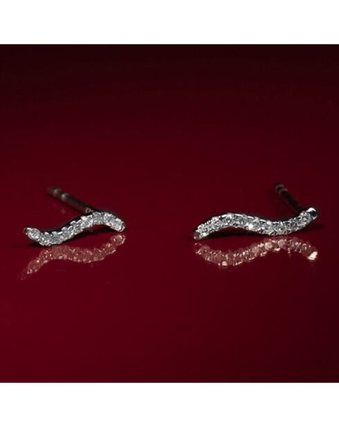 Boucles d'oreilles Douce Vague Diamants 0.05 ct Or Blanc