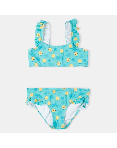 Maillot de bain 2 Pièces ananas turquoise