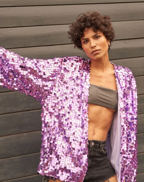 Giacca Colette con paillettes viola