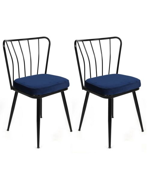2 Chaises Yildiz bleu foncé/noir - 43x82x42 cm