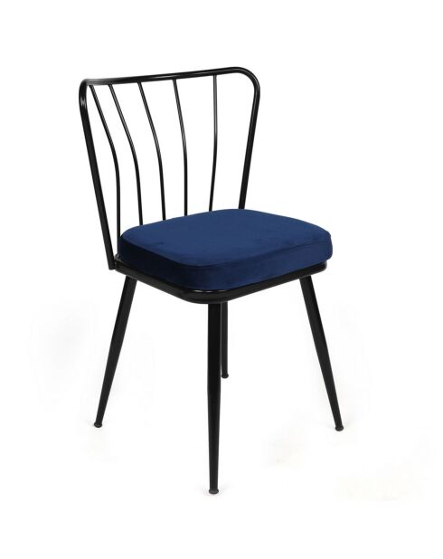 2 Chaises Yildiz bleu foncé/noir - 43x82x42 cm