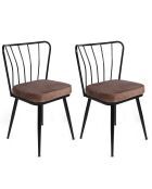 2 Chaises Yildiz marron clair/noir - 43x82x42 cm