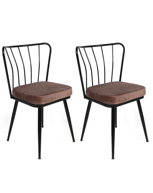 2 Chaises Yildiz marron clair/noir - 43x82x42 cm