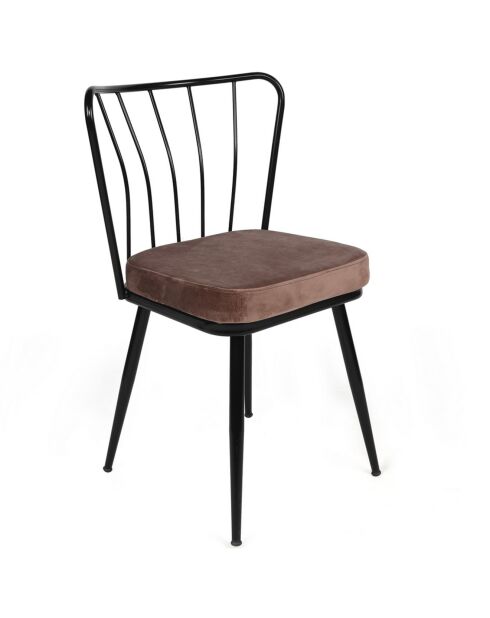 2 Chaises Yildiz marron clair/noir - 43x82x42 cm