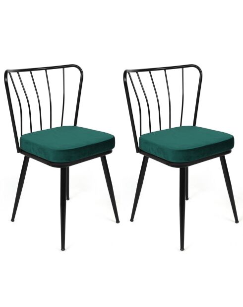 2 Chaises Yildiz vert/noir - 43x82x42 cm