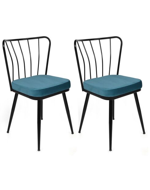 2 Chaises Yildiz bleu/noir - 43x82x42 cm