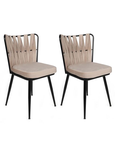 2 Chaises Kusakli crème/noir - 43x82x43 cm