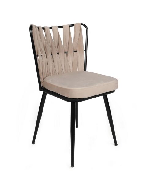 2 Chaises Kusakli crème/noir - 43x82x43 cm
