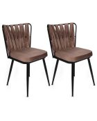 2 Chaises Kusakli marron clair/noir - 43x82x43 cm