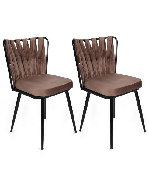 2 sillas Kusakli marrón claro/negro - 43x82x43 cm