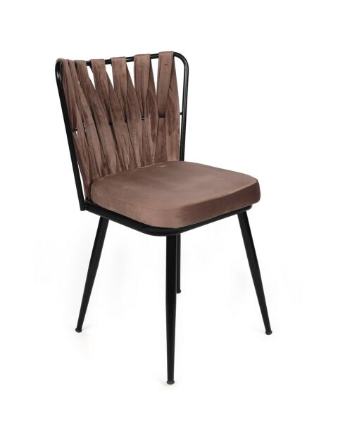 2 sillas Kusakli marrón claro/negro - 43x82x43 cm