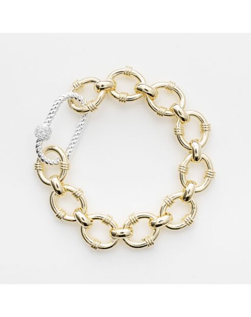 Bracelet en Argent, Laiton & Oxydes blancs