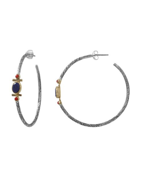 Boucles d'oreilles en Argent, Laiton & Lapis