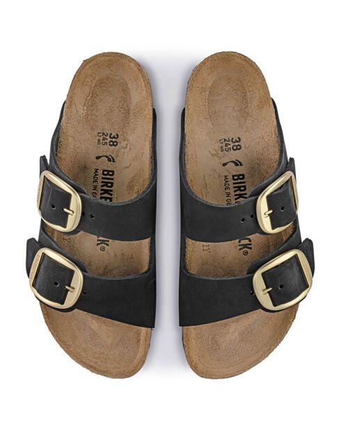 Mules en Velours de Cuir Arizona Big Buckle noires