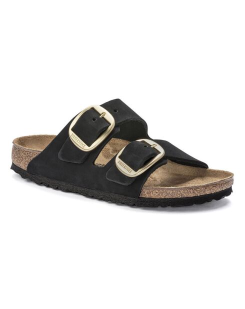 Mules en Velours de Cuir Arizona Big Buckle noires