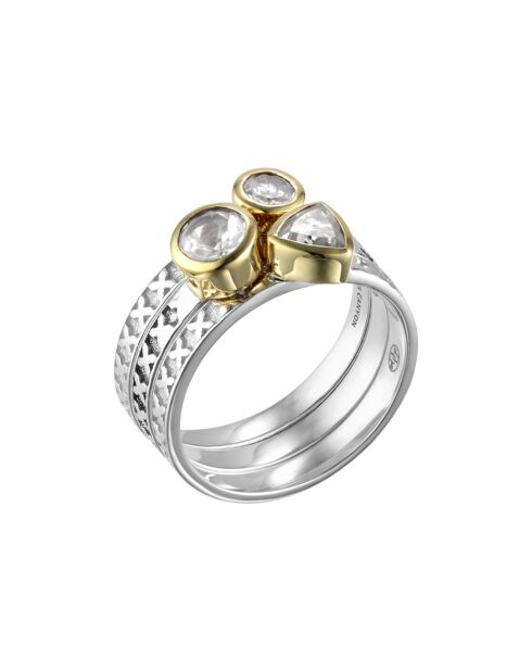 Bague en Argent, Laiton & Cristal transparent