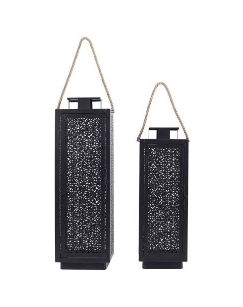 2 Lanternes ajourées noires - 59x18 cm