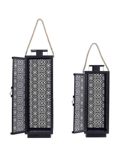 2 Lanternes ajourées noires - 59x18 cm