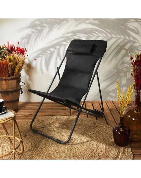 Transat pliant Corfou noir - 93x56 cm