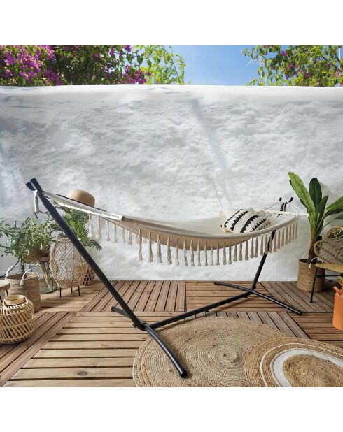 Hamac à franges terre inconnue beige - 90 cm