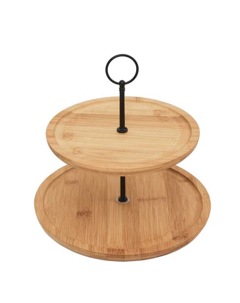 Présentoir 2 étages noir/marron - D.23.5x25 cm