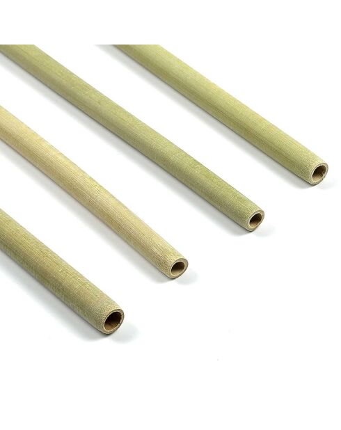 4 pajitas de bambú marrones - 20x0,8 cm