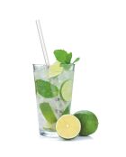 4 Pailles transparentes en verre transparent/gris -  20x0.8 cm
