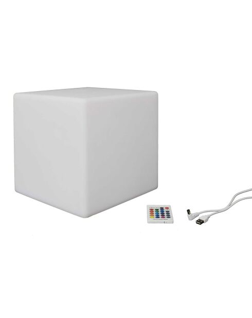 Lampe cube exterieur avec telecommande multicolore - 25x25 cm