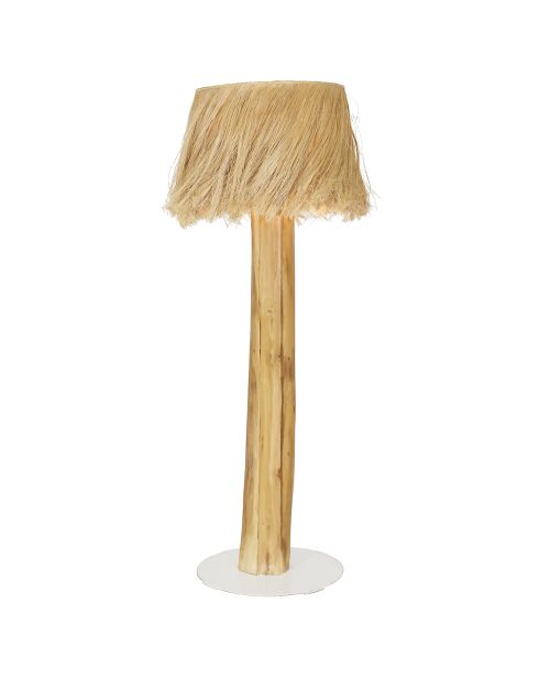 Lampadaire abat-jour en bois d'acajou  - D.60xH.190 cm