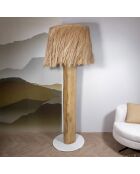 Lampadaire abat-jour en bois d'acajou  - D.60xH.190 cm