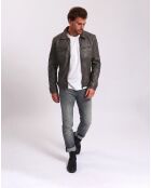 Veste en Cuir Lothaire gris vieillis