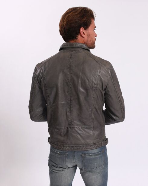 Veste en Cuir Lothaire gris vieillis