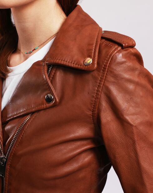 Perfecto en Cuir Laalia camel