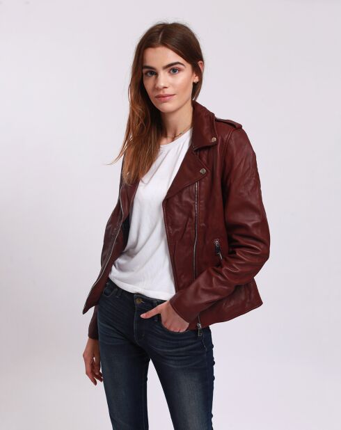 Perfecto en Cuir Laalia bordeaux
