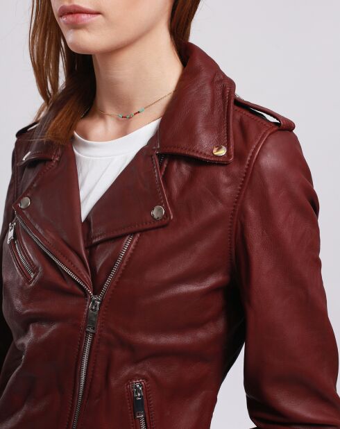 Perfecto en Cuir Laalia bordeaux