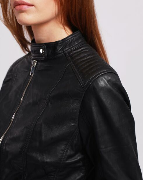 Veste en Cuir Lahya noire