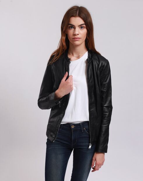Veste en Cuir Lahyna noire