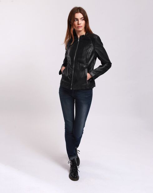 Veste en Cuir Lahyna noire