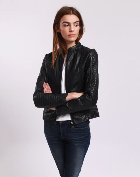 Veste en Cuir Laila noire