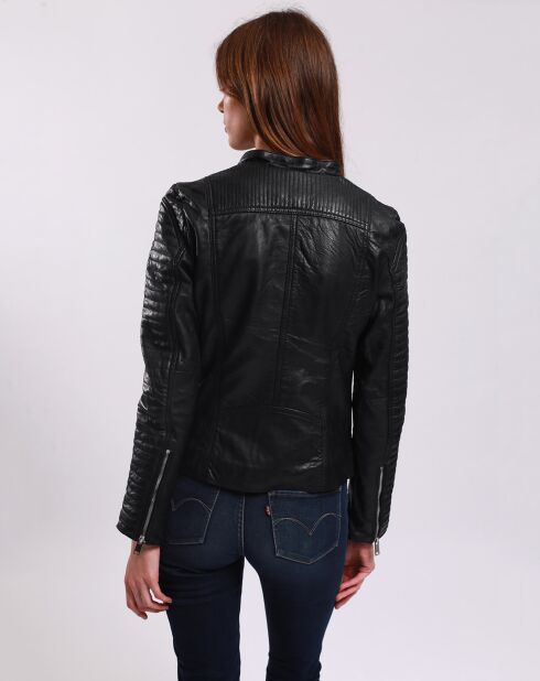 Veste en Cuir Laila noire