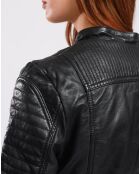 Veste en Cuir Laila noire