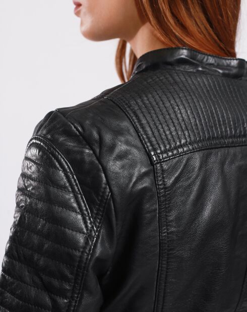 Veste en Cuir Laila noire