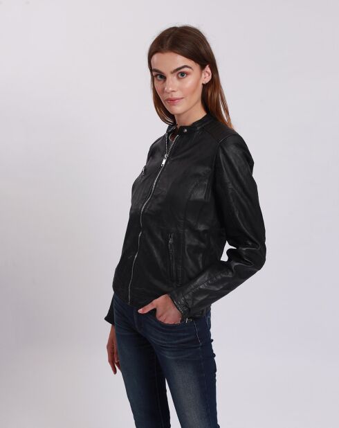 Veste en Cuir Laiyna noire