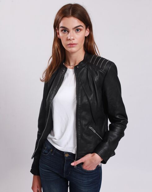Veste en Cuir Lajoie noire