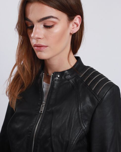 Veste en Cuir Lajoie noire