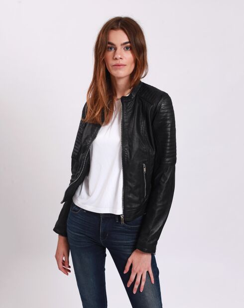 Veste en Cuir Lala noire