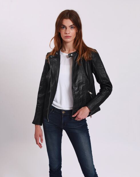 Veste en Cuir Lambertine noire