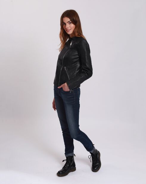 Veste en Cuir Lambertine noire