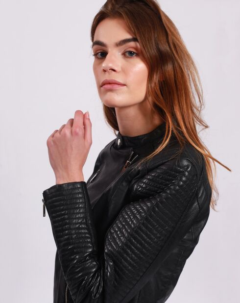 Veste en Cuir Lambertine noire